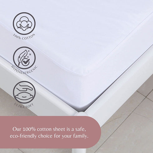 Superity Linen Full Fitted Sheet - 100% Cotton 200 Thread Count, Cool Breathable Soft and Comfortable, Machine Wash and Dry (Full 54x75, White)