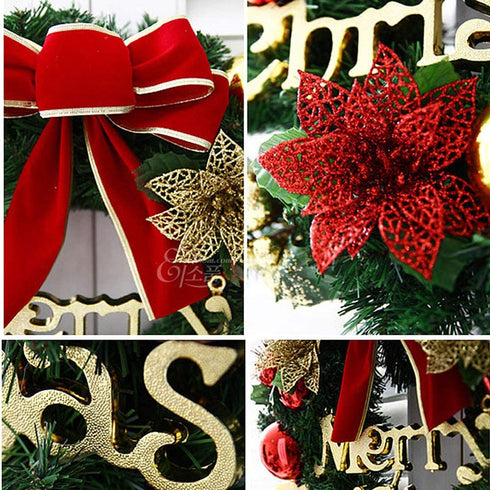 Tvoip Christmas Wreath Merry Christmas 12 Iches Front Door Ornament Wall Artificial Pine Garland for Party Decor