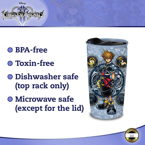 Silver Buffalo Kingdom Hearts Hero Portraits Ceramic Travel Mug with Lid,10-Ounces