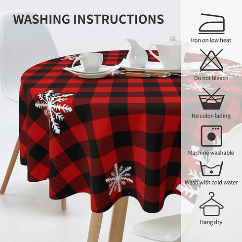 Christmas Snowflakes Round Tablecloth 60" Stain Wrinkle Free Washable Table Cloths for Decorative Kitchen Dining Party Wedding Indoor Microfiber
