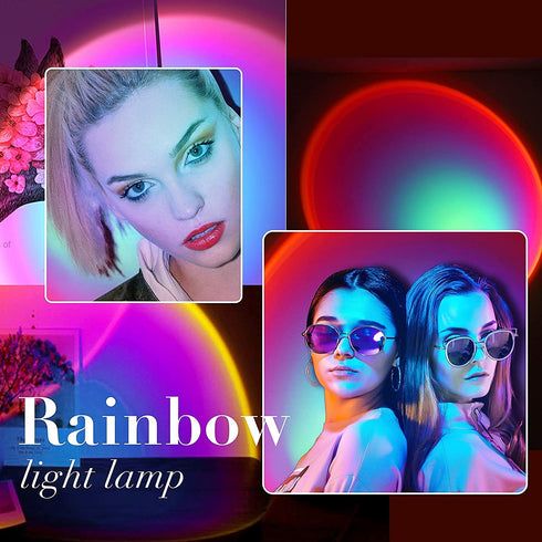 Sunset Lamp, Sunset Projector Lamp 10W LED Sunset Light Night Light 180 Degree Rotation Romantic Rainbow Light USB Charging for Bedroom Party Home Decor, Rainbow
