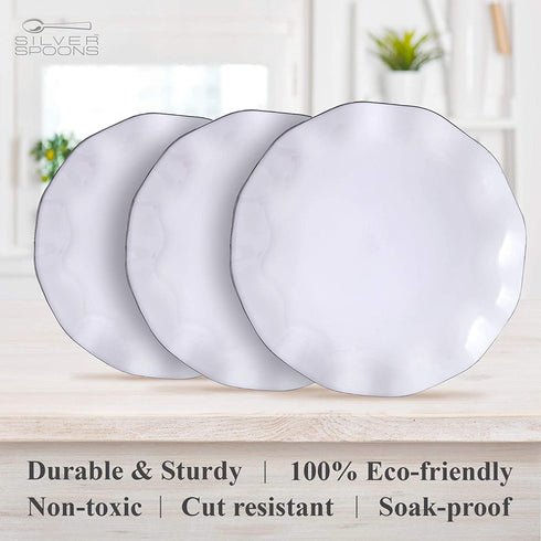 DISPOSABLE DESSERT PLATES | 20 pc | Heavy Duty Plastic Dishes | Elegant Fine China Look | Veil - White (6€?)