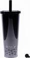 BUMBLER Original Boba Tea Tumbler - Black - SMOOTHFlow Wide Smoothie Straw & Plug - Upgraded Durability - Keeps Drinks Cold/Hot - 2x Vacuum Insulated Pearl Milk Bubble Tea Cup - 24 Oz Tumbler