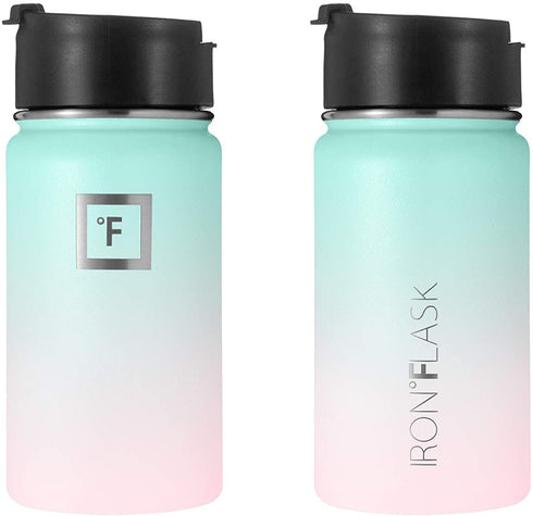 Iron Flask Sports Water Bottle - 14 Oz, 3 Lids (Straw Lid), Leak Proof, Vacuum Insulated Stainless Steel, Double Walled, Thermo Mug, Metal Canteen