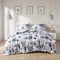 Inspire by INTELLIGENT DESIGN Reversible 100% Cotton Sateen Duvet - Breathable Comforter Cover, Modern All Season Bedding Set with Sham (Insert Excluded), Mercy, Floral Tiles Full/Queen(90"x90")