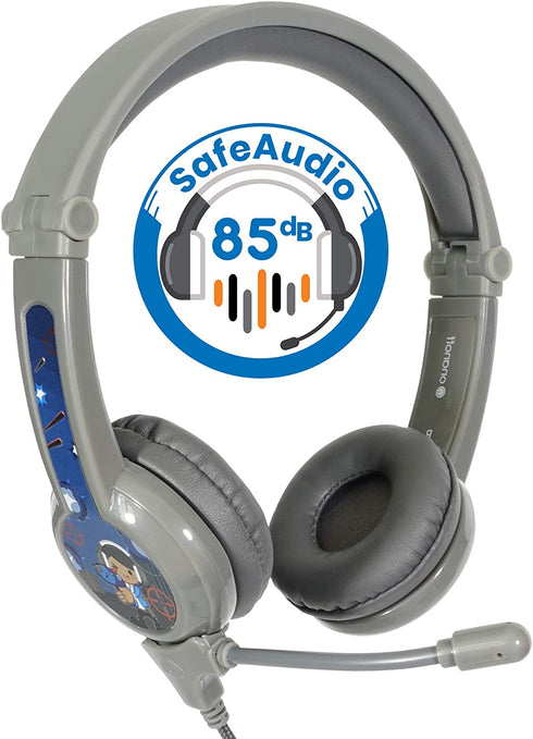 ONANOFF Galaxy, Volume-Safe Kids School and Gaming Headset with Microphone, Perfect for PS4, Xbox One, Nintendo Switch, or Computer, Grey