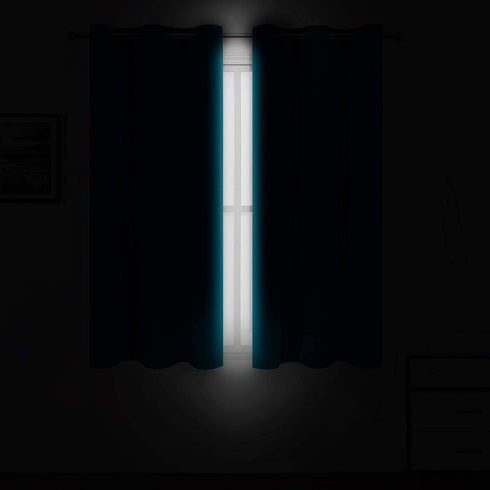 LEMOMO Teal/Turquoise Blackout Curtains/42 x 63 Inch Length Kids Curtains/Set of 2 Panels Grommet Bedroom Curtains for Living Room Curtains
