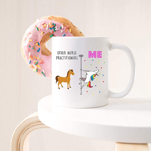 YouNique Designs Nurse Practitioner Mug, 11 Ounces, Unicorn Mug for Nurse Practitioner Graduation Gifts (White)