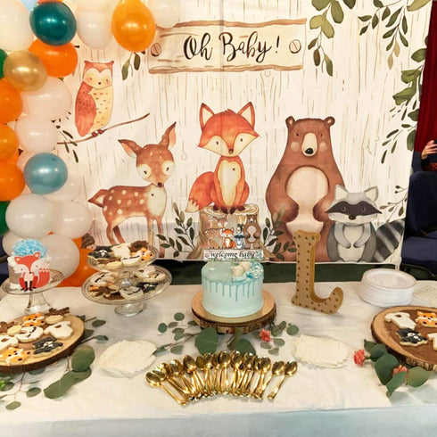 Woodland Baby Shower Woodland backdrop Fox Balloons Balloons Arch Welcome Baby Cake Topper,Woodland Creatures Banner Fawn Animal Friends Felt Garland Baby Shower Party Supplies Decorations Woodland Gender Reveal