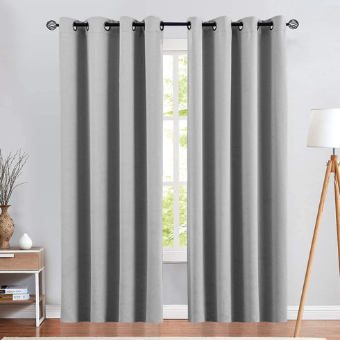 Vangao Blackout Curtains for Bedroom Living Room Darkening Curtains 84 Inch Long Thermal Insluated Black Out Drapes Noice Ruducing Triple Weave Window Treatment Panels Grommet Top 2 Panels Grey