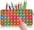 Silicon Pop Bubble Simple Fidget Bag Pencil Pen Case Popper Sensory Poppet Fidget Toy Makeup Cosmetic Bag Stationery Organizer Portable for School Home College Office (B)