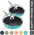 Kitchenly Nonstick Frying Pans with Lids - Granite Frying Pans with Stone Coating | Nonstick Skillet Cooking Pan Set | Electric, Gas, & Induction Compatible | 9.5 & 11 inch Pans | Turquoise - 2 Pack