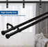 8 PCS Double Curtain Rod Brackets, Heavy Duty Curtain Rod Holders for 1and 5/8 Rod, Adjustable Double Rod Holders Hardware for Window, Bedroom, Home Curtain Rods, Drapery Rod(Black)
