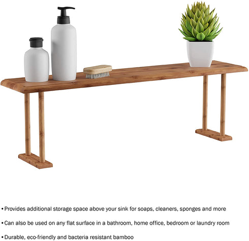Bamboo Sink Shelf-Countertop Organizer for Kitchen, Bathroom, Bedroom, Office-Space Saving Storage for Soap, Sponges, Cleaners and More by Lavish Home