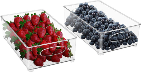 Sorbus Plastic Storage Bins Stackable Clear Pantry Organizer Box Bin Containers for Organizing Kitchen Fridge, Food, Snack Pantry Cabinet, Fruit, Vegetables, Bathroom Supplies (2-Pack)