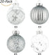 80mm/3.15" Shatterproof Christmas Ball Ornaments,Clear Plastic Decorative Christmas Balls Hanging Xmas Tree Baubles Set with Stuffed Delicate Glittering Decorations(Silver)