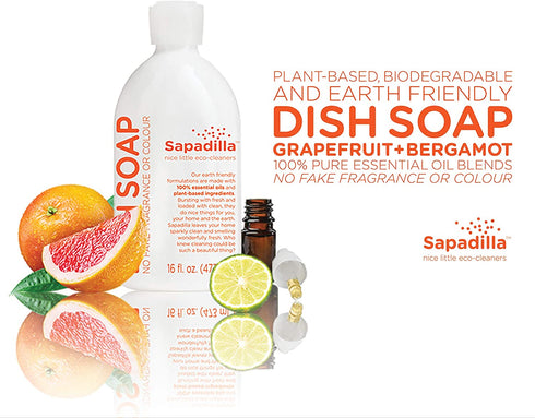 Sapadilla Grapefruit + Bergamot Dish Soap, Hand Soap & Countertop Cleanser, Variety Pack