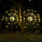 2Pack Solar Firework Lights Outdoor 120LED Garden Decorative Starburst Lamp Powered Copper Wire Fairy String Stake Landscape Waterproof DIY Flowers Sparklers Lighting for Christmas Walkway Warm White