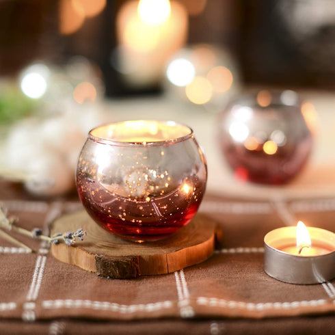 Votive Candle Holders, Mercury Glass Tealight Candle Holder Set of 12, Perfect Centerpieces for Wedding, Party, Home Decor (Rose Gold)