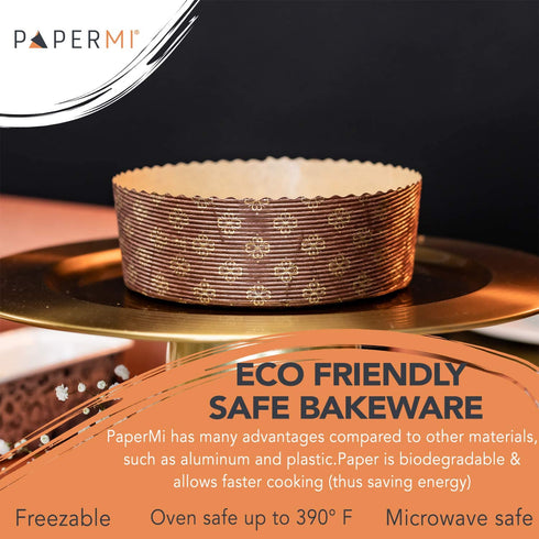 Round Paper Baking Cake Pan, Disposable Baking Mold 12ct, Round Pan, All Natural Recyclable, Microwave Oven & Freezer Safe, Perfect for Muffins or Snacks (8-5/8" x 2-3/4")
