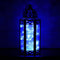 Vela Lanterns Moroccan Candle Lantern Decorative Holder with Blue LED Fairy String Lights, Medium