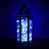Vela Lanterns Moroccan Candle Lantern Decorative Holder with Blue LED Fairy String Lights, Medium