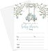 Elephant Baby Shower Invitations Boys - Pack of 25 Invites with Envelopes Rustic, Greenery Jungle Animal Party Theme Handwrite Details Blank Set DIY