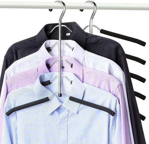 Hangers Space Saving Clothes Hanger 2 Pack Swing Arm Non Slip Padded Coat Hanger 5 Layers Heavy Duty Stainless Steel Sweater Shirt Hanger Closet Storage Organizer