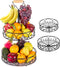 2-Tier Fruit Basket Bowl with Banana Hanger for Kitchen, Detachable Vegetables Countertop Storage for Kitchen Organizer, Large Capacity Home Decor Fruit Stand Holder Tray for Bread, Snacks, Black