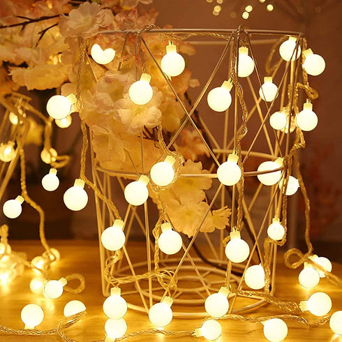 Battery Operated String Lights - 52FT 2 Pack 120 LEDs Globe Fairy String Lights Waterproof 8 Modes with Remote and Timer for Bedroom Wedding Party Christmas Decoration, Warm White