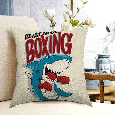 AOOPUC Cartoon Shark Throw Pillow Covers Set of 2 Outdoor Super Soft Breathable Fighter Shark for Kids Throw Pillow Cover Cotton Linen 18 X 18 Inches with Zipper for Living Room Bed Sofa Chair Couch