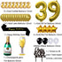 Gold 39th Birthday Decorations Kit, Cheers To 39 Years Banner Balloons 39th Cake Topper Birthday Sash Gold Tinsel Foil Fringe Curtains for 39 Birthday&Anniversary Decorations
