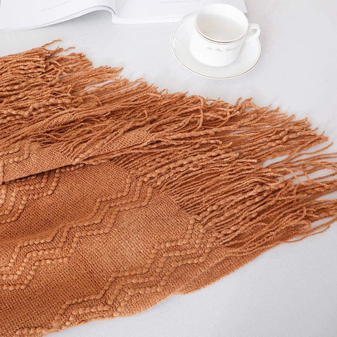 BOURINA Throw Blanket Textured Solid Soft Sofa Throw Couch Cover Knitted Decorative Blanket, 50"x60" Almond