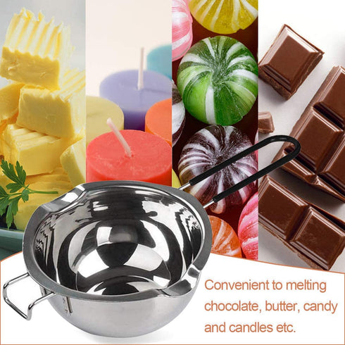 600ML Stainless Steel Double Boiler Pot with Heat Resistant Handle For Melting Chocolate, Butter,Candle and Soap Making
