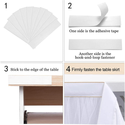 White Table Skirt Baby Shower 6ft Tulle Table Skirting with Gold Brim Round and Rectangle Tutu Table Decoration Table Cloth for Birthday Party,Gender Reveal Wedding(L6(ft), H30in)