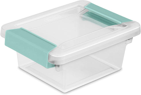 Sterilite 19698606 Mini Clip Box, Clear with Blue Aquarium Latches, 6-Pack