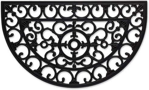 DII Rubber Doormats Collection All Weather, 18x30, Half Moon Scroll