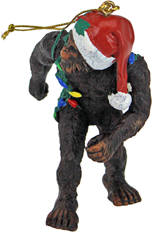 Design Toscano DB383084 Bigfoot, the Christmas yeti with Sabta's hat Funny Christmas tree decoration, polyresin, full color, 7.5 cm,Brown