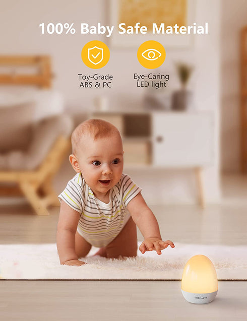 Night Lights for Kids Room, MediAcous Baby Night Light with Stable Charging Pad, Dimmable Kids Night Light with 1H Timer & Touch Control, ABS+PC LED Egg Lamps for Breastfeeding, Up to 200H