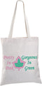 BLUPARK Sorority Canvas Tote Bags Ivy Leaf Sorority Gift Pretty In Pink and Gorgeous In Green Reusable Shopping Bags