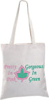 BLUPARK Sorority Canvas Tote Bags Ivy Leaf Sorority Gift Pretty In Pink and Gorgeous In Green Reusable Shopping Bags