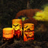 YUROZAC Halloween Flameless Candles with Timer, Flickering Battery Operated Real Wax LED Pillar Candles for Halloween Decoration Set of 3 (D3"xH 4"5"6"), Castle Cat Pumpkin Decals