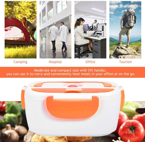 Heating Lunch Box, Electric Heating Lunch Box Portable Food Container Home Office US Plug 110V Orange