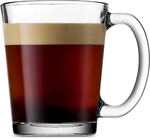 Godinger Coffee Mugs, Italian Made Glass Coffee Mug, Hot Beverage Tea Cups - 10oz., Set of 4