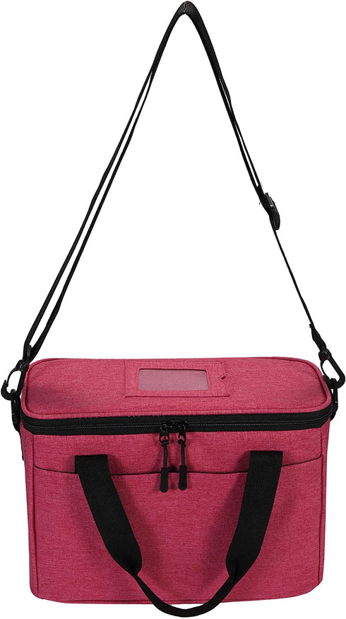 Insulated Drink Carrier Bag for Delivery, Reusable Coffee Cup Holder Caddy Bag with Handle, Tote Bag with Adjustable Dividers, Keep Beverage Hot or Cooler, Ideal for Grubhub Uber Eats Car Drivers (Red)