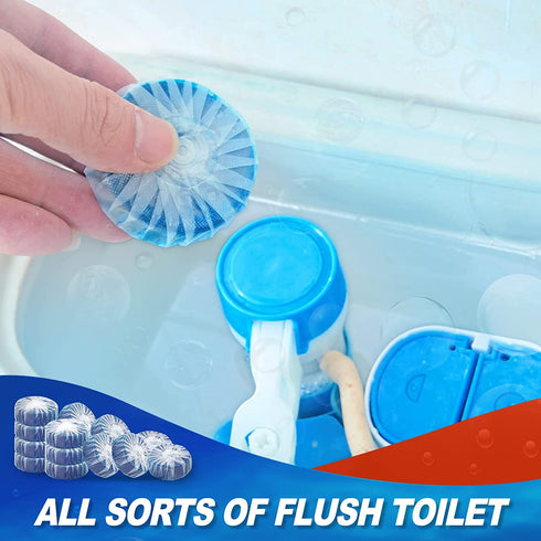 30 Pack Automatic Toilet Bowl Cleaner Tablets,Long-lasting Household Cleaners for Around 2000 Flushes.(Blue,30 Count)