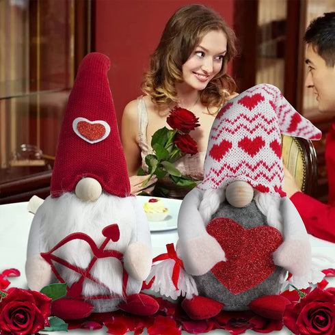 Valentines Day Gnomes, 2-Pack Valentines Gnomes, Gnomes Plush Swedish Handmade Gnomes for Valentines Gift/ Decoration - Scandinavian Decorations for Table, Bedroom, Living Room, Mantle