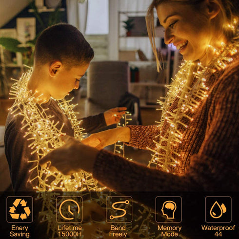 83ft 1000 LEDs Christmas String Lights, Quntis Christmas Decoration Lights Outdoor Indoor, Waterproof Clear Wire Warm White Plug in Fairy Light, 8 Modes Twinkle Lights for Christmas Tree
