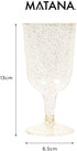 MATANA 50 Gold Glitter Plastic Wine Glasses for Weddings & Parties, 6oz - Sturdy & Reusable