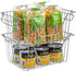 SANNO Stacking Basket Bin Pantry Freezer Storage Baskets Cabinet Organizer - Large Steel Metal Wire - Fruit, Vegetable, Onion, Potato, Cans - Kitchen 2 pack